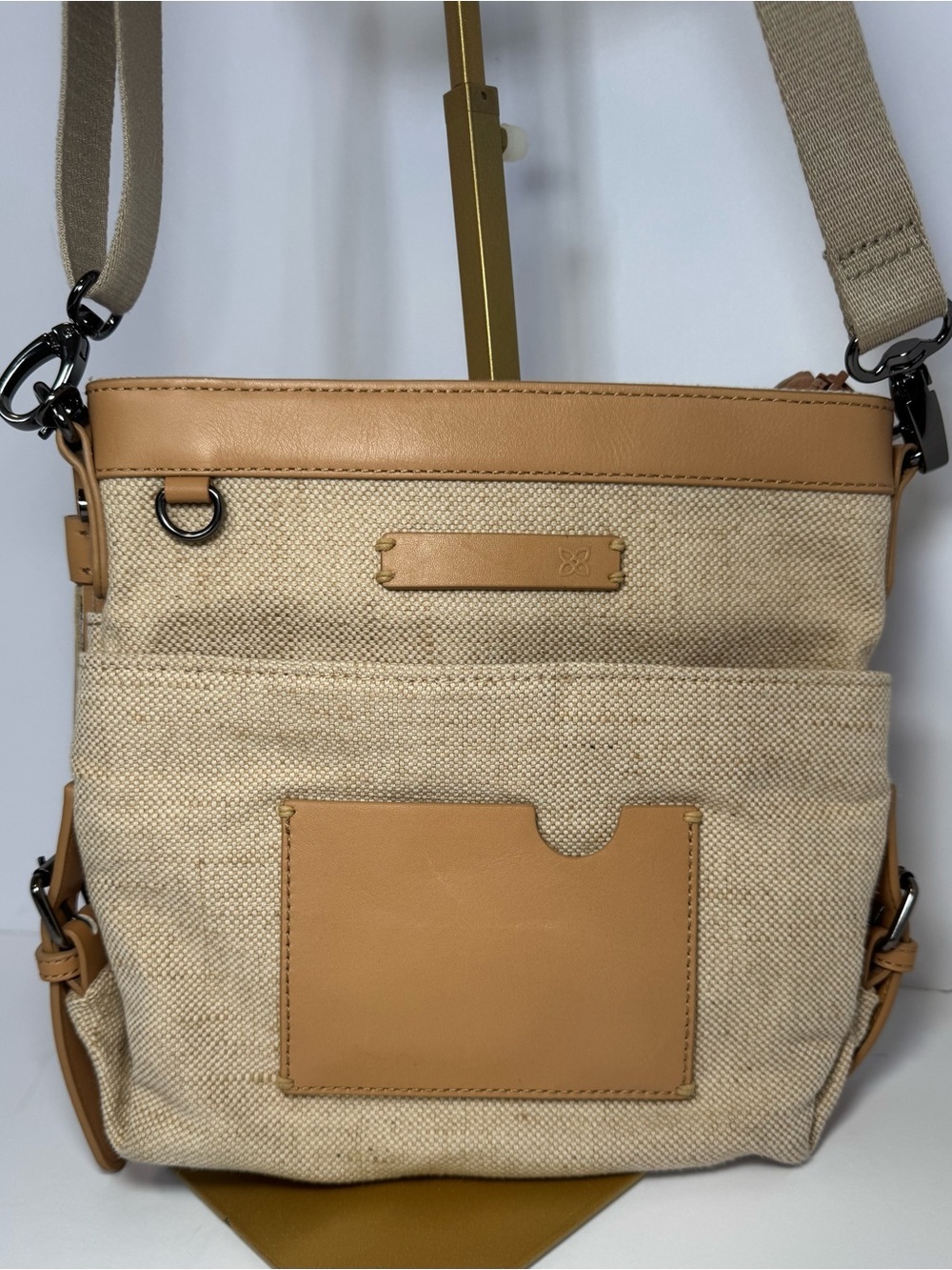 Sherpani Luna Cotton Canvas Crossbody Bag Tan Cream Boho